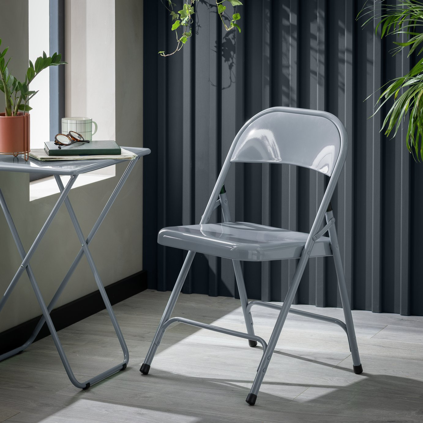 HBT Macadam Metal Folding Chair - Grey