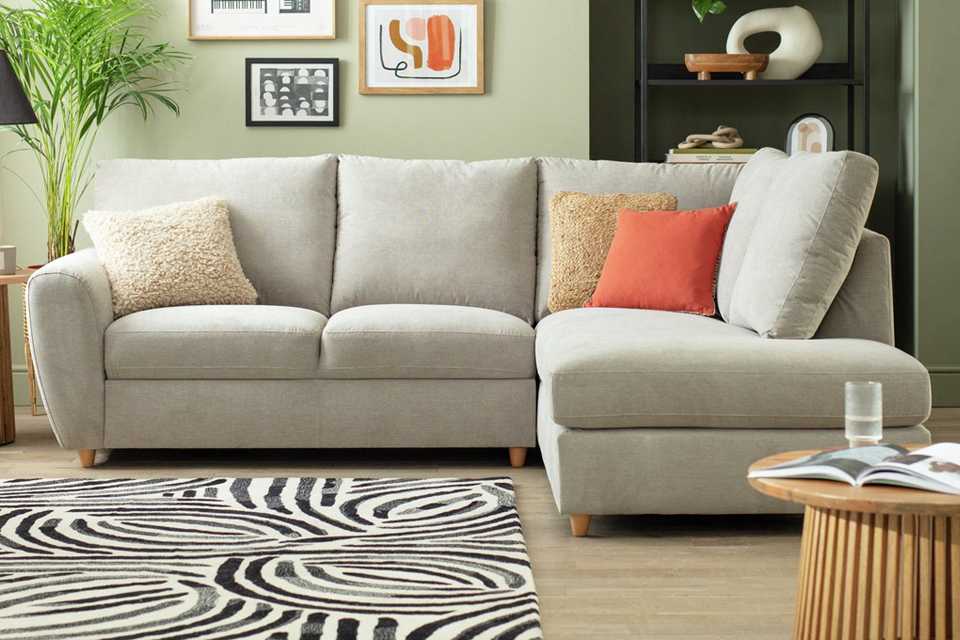 Habitat Ashford fabric right corner chaise grey sofa.