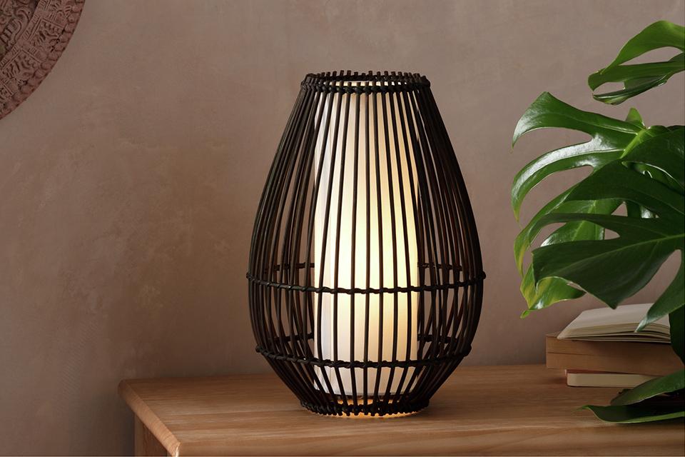 Argos Home Chocolate Rattan Table Lamp.