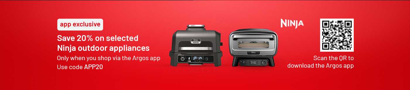 Save 20% on selected Ninja outdoor appliances with code APP20. Scan the QR code to download the app.
