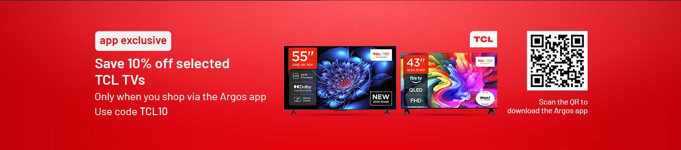 Save 10% off selected TCL TVs with code TCL10. Scan the QR code to download the app.