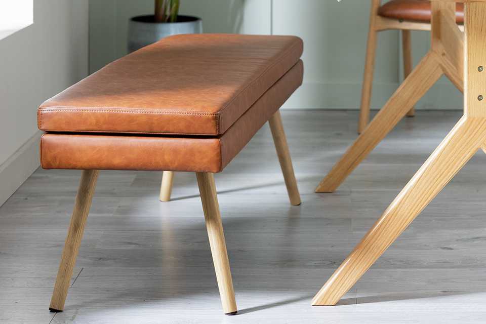 Habitat Lex Faux Leather Dining Bench - Tan.