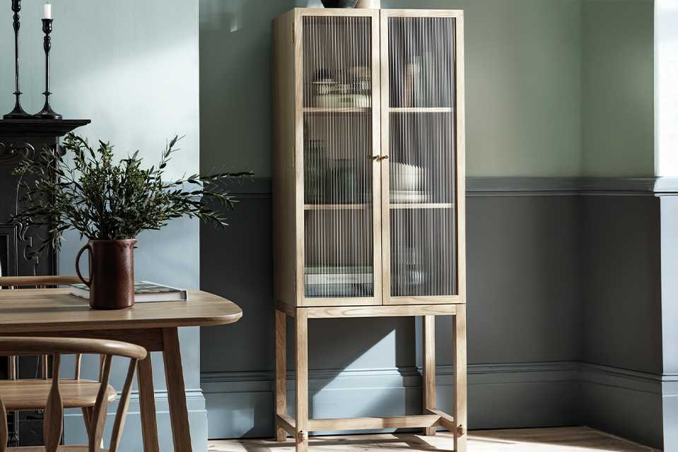 Habitat x Morris & Co. Canterbury Oak Veneer Display Cabinet.