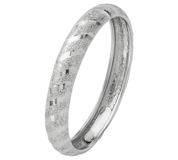 Buy 9ct White Gold Diamond Cut & Satin Twist Wedding Ring 3mm at