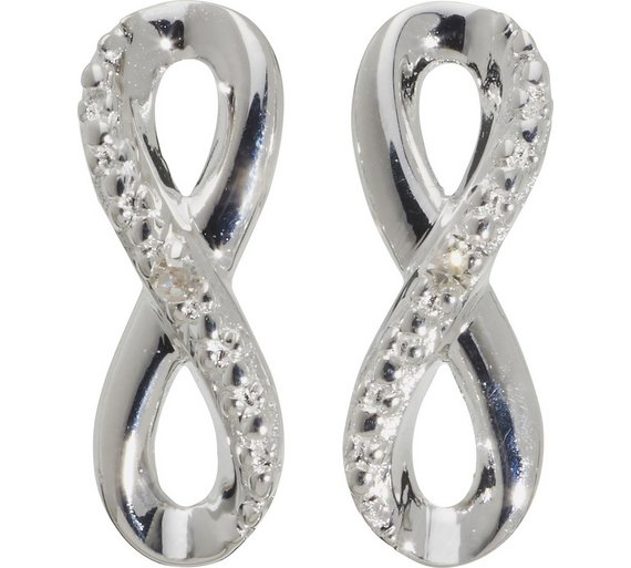 Buy Sterling Silver Diamond Accent Infinity Stud Earrings at Argos.co