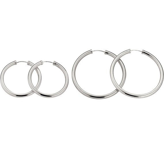 Buy Sterling Silver Hoop Earrings Set of 2 at Argos.co.uk Your