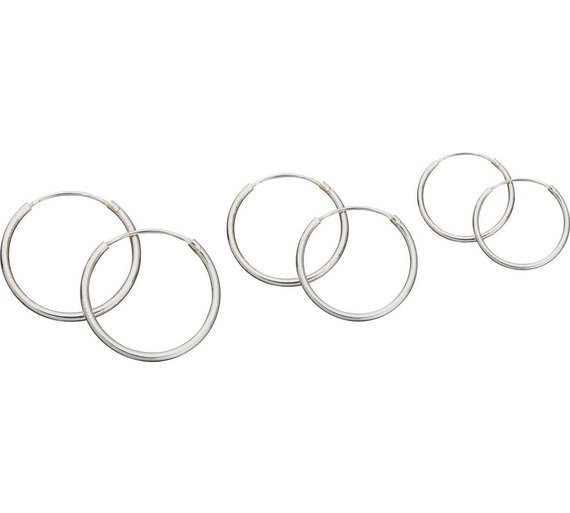 Buy Revere Sterling Silver Hoop Earrings Set of 3 at Argos.co.uk