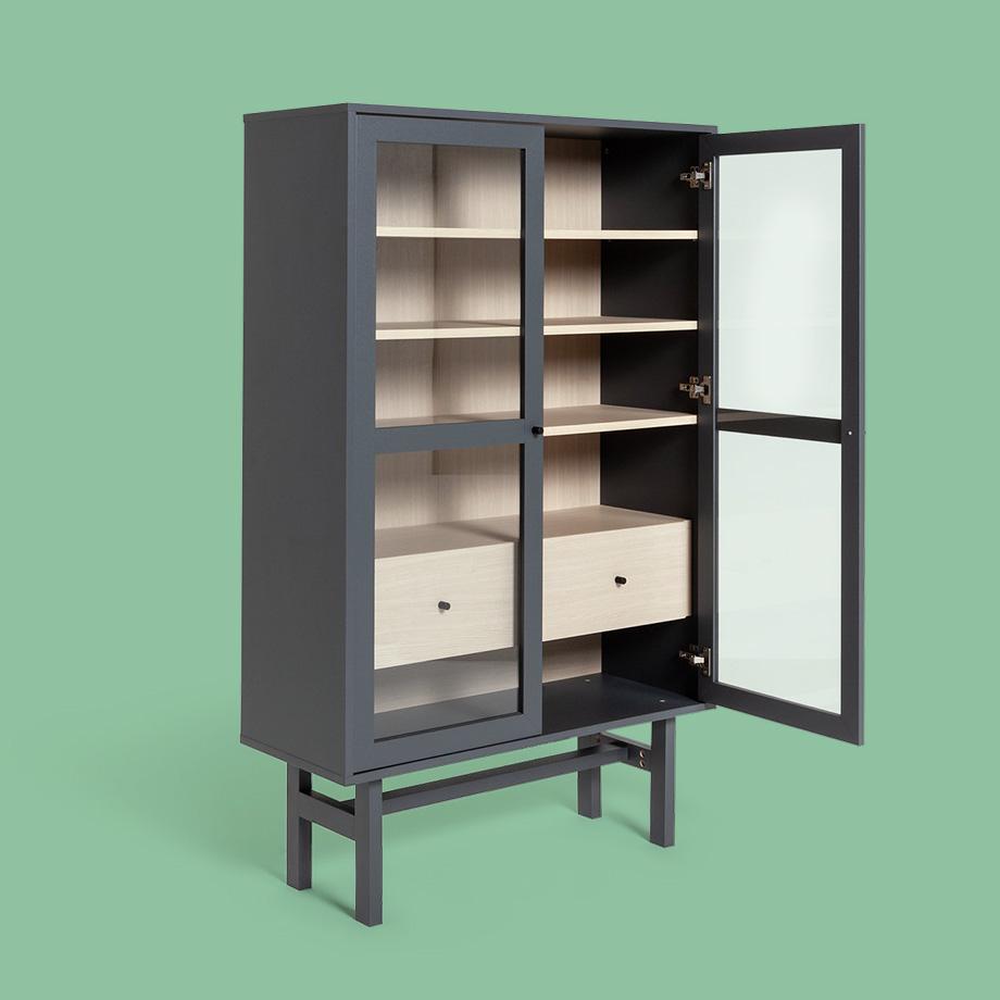 Door glass display cabinet.
