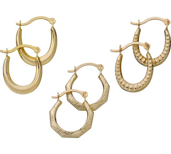 Buy 9ct Gold Mini Creole Earrings Set of 3 at Argos.co.uk Your