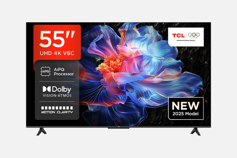 TCL 55 Inch 55V6C-UK Smart 4K UHD HDR LED TV.