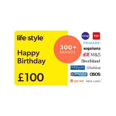 A Lifestyle Happy Birthday 100 GBP Gift Card.