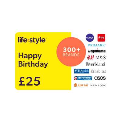 A Lifestyle Happy Birthday 25 GBP Gift Card.