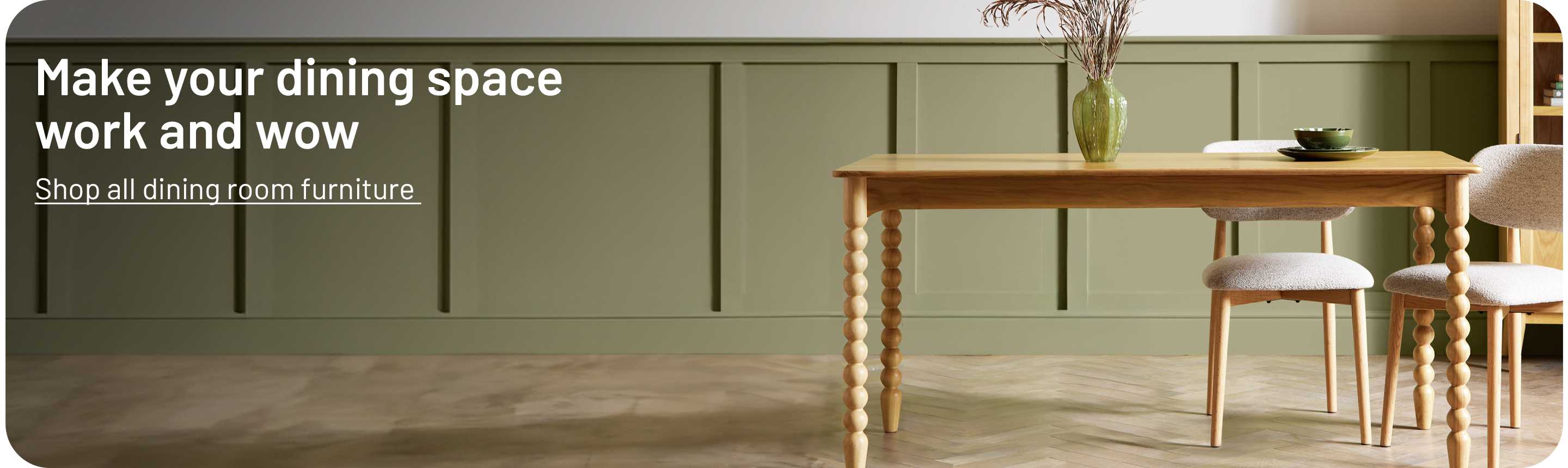 Habitat Blaire Bobbin Wood Veneer Dining Table in oak finish.