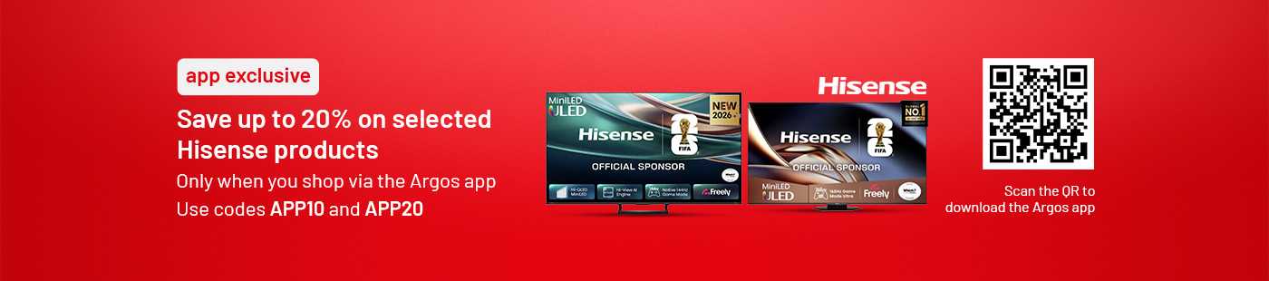 Save up to 20% on selected Hisense TVs with codes APP10 and APP20. download the app.