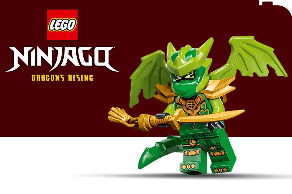 LEGO® NINJAGO minifigure on a burgundy and white background with the LEGO® and NINJAGO logos.