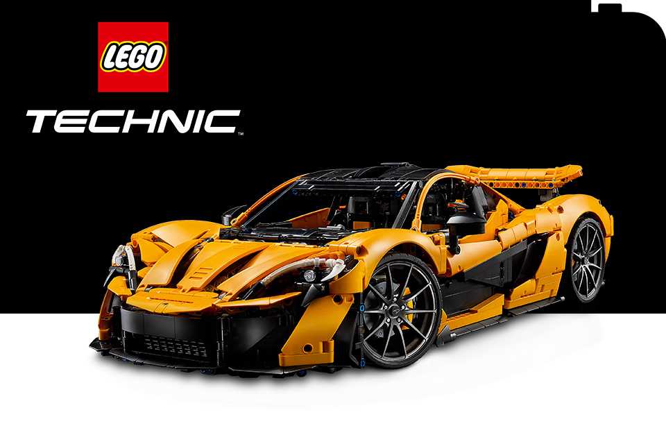 LEGO® Technic McLaren P1 car on a black and white background with the LEGO® and Technic logos.