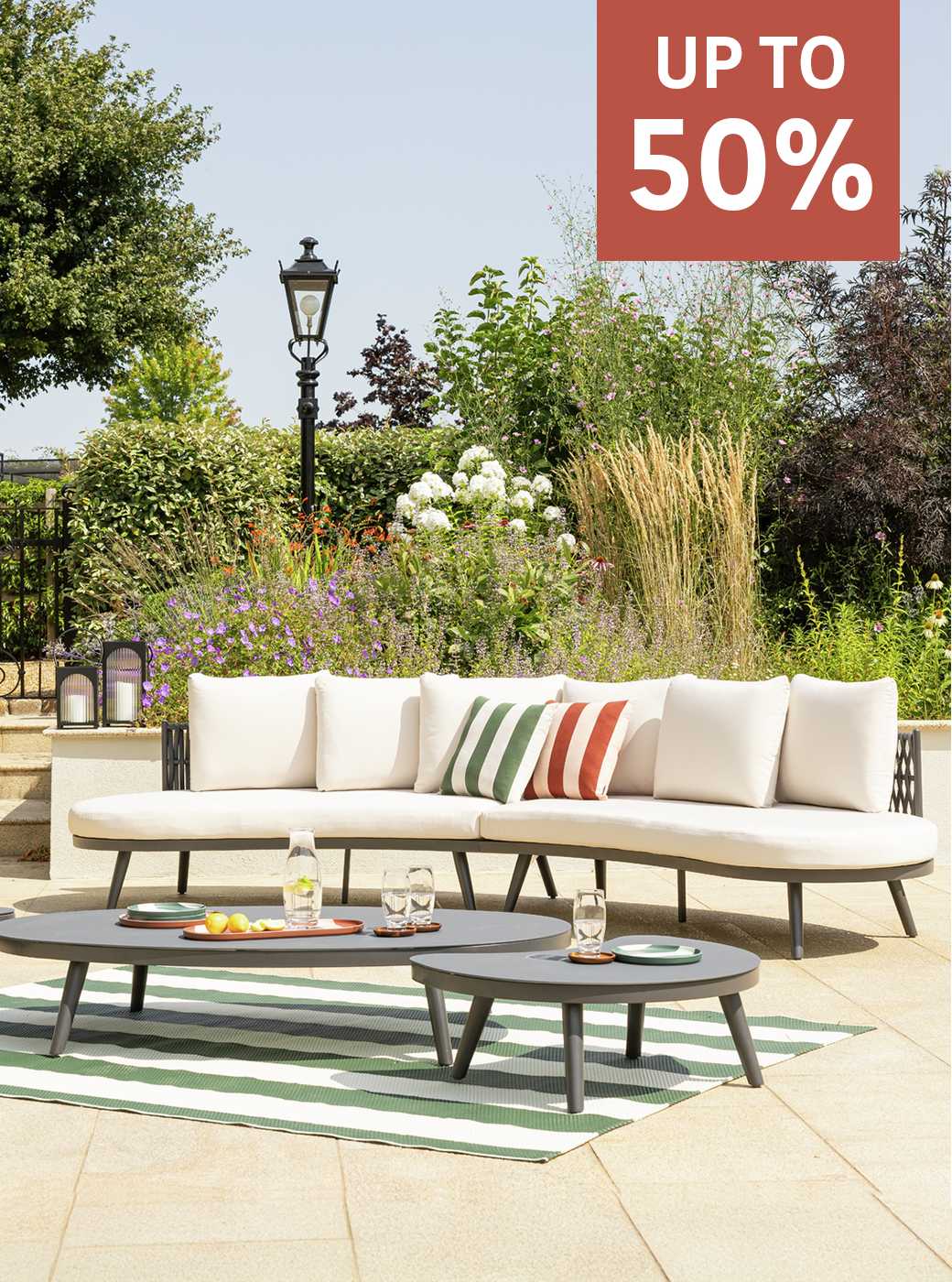 Save up to 50% off selected garden lines with codes GREEN30 & GREEN50. Including Garden furniture, outdoor lighting and more. Shop now.