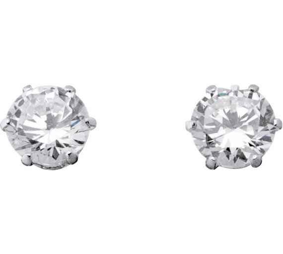 Buy Sterling Silver Round Cubic Zirconia Stud Earrings at Argos.co.uk