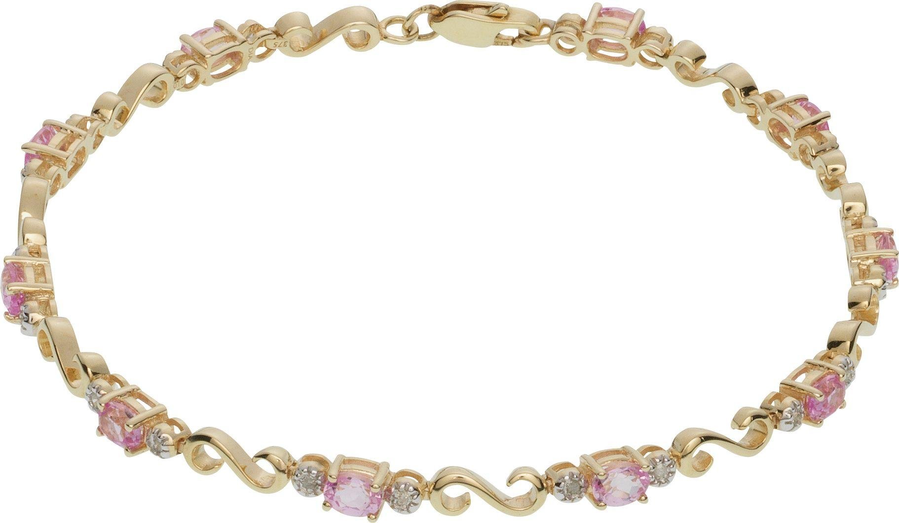 9ct Gold Pink Sapphire and 0.10ct Diamond Bracelet. review