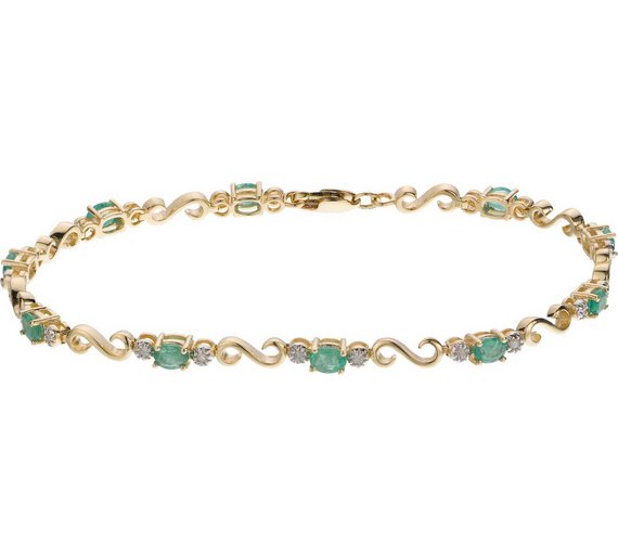 Buy 9ct Gold Emerald and 0.10ct Diamond Bracelet at Argos.co.uk Your