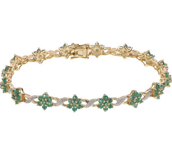 Buy 9ct Gold Emerald and Diamond Bracelet at Argos.co.uk Your Online