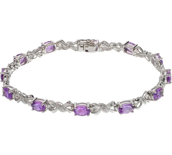 Buy 9ct White Gold Amethyst and Diamond Bracelet at Argos.co.uk Your