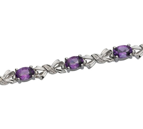 Buy 9ct White Gold Amethyst and Diamond Bracelet at Argos.co.uk Your