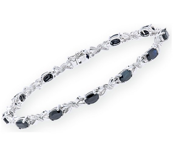 Buy 9ct White Gold Blue Sapphire and Diamond Bracelet at Argos.co.uk