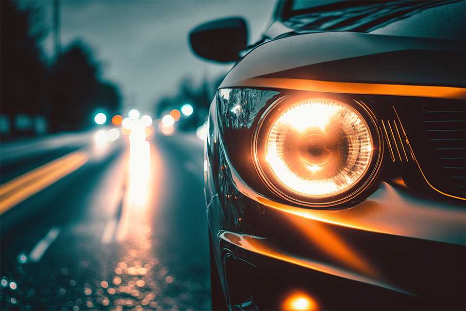 Headlight of a car.