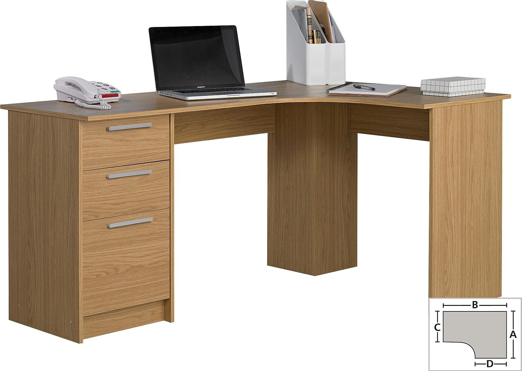 Buy HOME Large 3 Drawer Corner Desk Oak Effect at Argos.co.uk Your