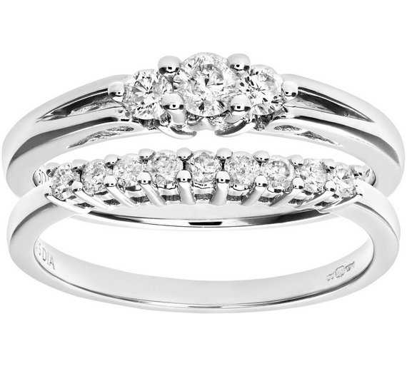 Buy Everlasting Love 9ct W Gold 0.50ct Diamond Bridal Ring SetK at