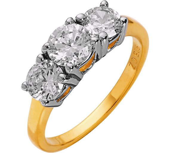 Buy 18ct Gold Plated Silver 1.50ct Look 3 Stone Ring at Argos.co.uk Your Online Shop for Dress