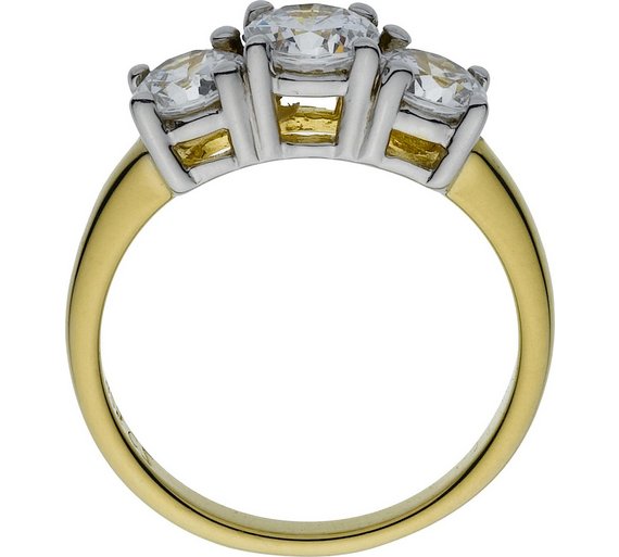 Buy 18ct Gold Plated Silver 1.50ct Look 3 Stone Ring at Argos.co.uk Your Online Shop for Dress