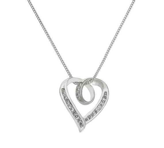 Buy Revere Sterling Silver Cubic Zirconia Twist Heart Pendant at Argos