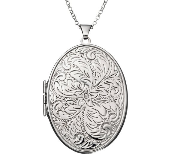 Buy Sterling Silver Large Fancy Oval Locket Pendant at Argos.co.uk