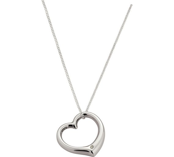 Buy Sterling Silver Diamond Accent Floating Heart Pendant at Argos.co