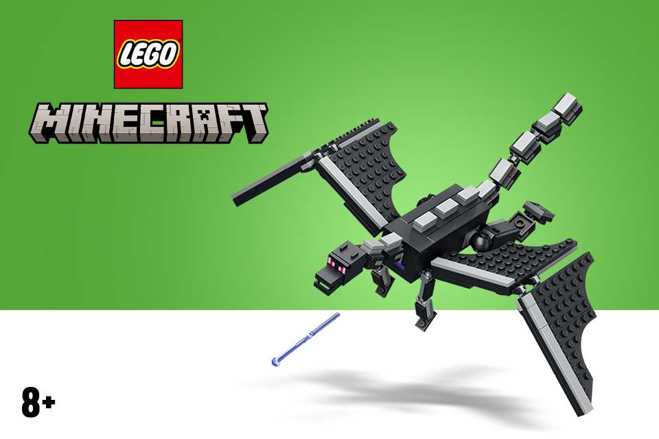 LEGO® Minecraft Ender Dragon on a green background.