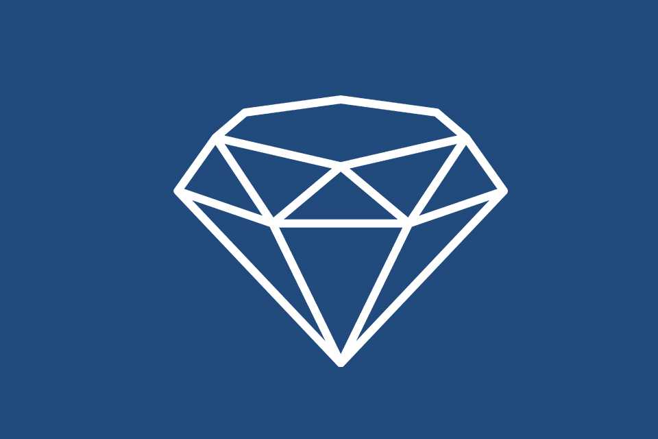 A white outline of diamond shape against a navy blue background.