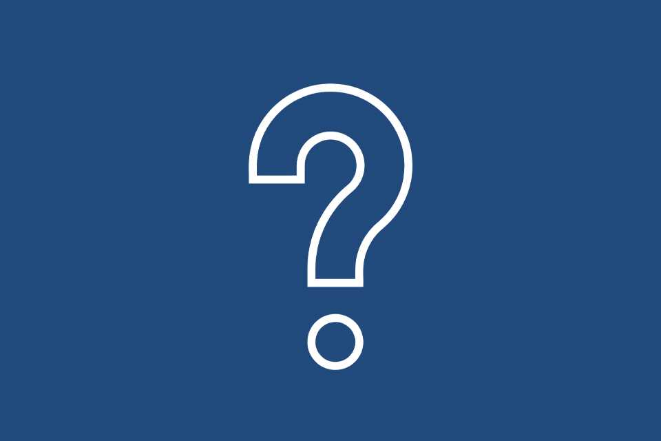 A white outline of the the question mark symbol against a navy blue background.