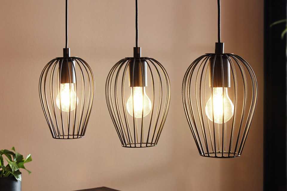 EGLO Newtown Steel 3 Light Pendant Light in black colour.