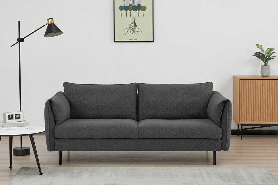 Habitat Betsy Boucle 3 seater grey sofa in a box.