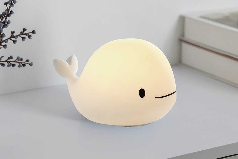 An EGLO Castellino kids' LED whale colour changing night light in grey.