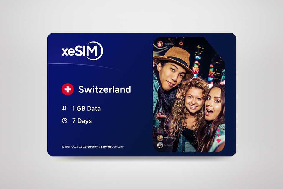 A picture of XeSIM Switzerland 1GB 7 Days product pack.