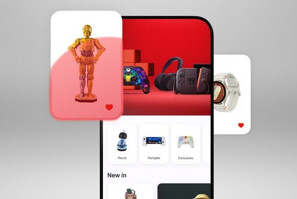 A phone showing the Argos App with products being added to a customers wishlist.