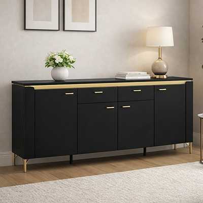 A Furniture To Go Genoa 4 Door 2 Drawer Sideboard in black.