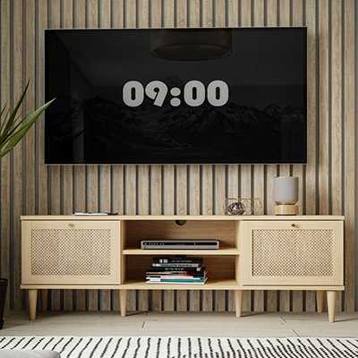 A 2 Door 1 Shelf TV Unit in a room.