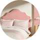 Habitat Daphne headboard in pink velvet.