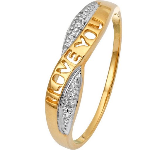 Buy 9ct Gold Diamond 'I Love You' Crossover Ring at Argos.co.uk Your