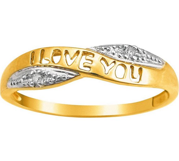Buy 9ct Gold Diamond 'I Love You' Crossover Ring at Argos.co.uk Your