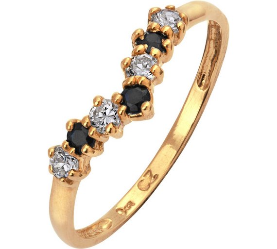 Buy 9ct Gold Sapphire and Cubic Zirconia Wishbone Ring at Argos.co.uk